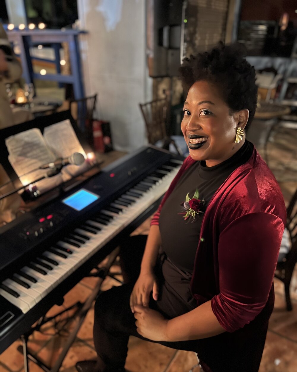 Hope K. McCoy at the piano